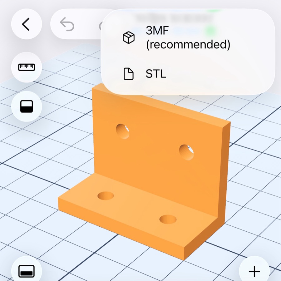 The export menu offering 3MF and STL